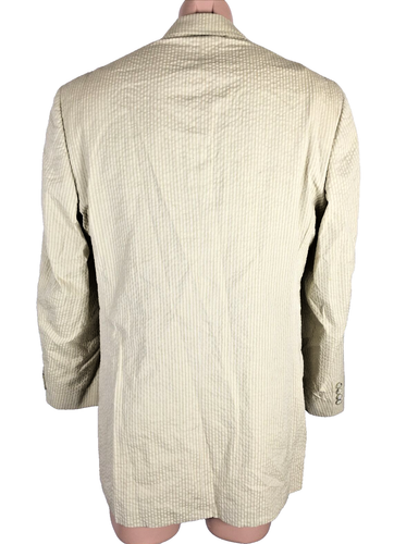 Blazer The J. Peterman Company Seersucker Beige Algodón Rayas Talla 40L Chaqueta - Imagen 2 de 6