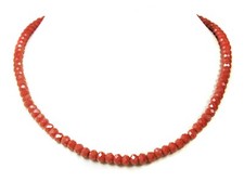 Heilstein roter Jaspis Halskette Edelsteinkette facettierte Radform 925 Silber