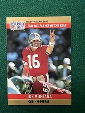 1990 Pro Set Joe Montana #2 Printing Error Card Jim Kelly Yards Pack Fresh!