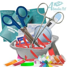 Essential Puppy Whelping Kit Scissors Aspirator Cord Clamps Lube ID Bands 3468