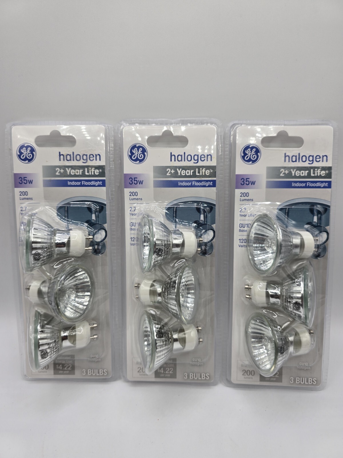 GE 50 Watt Halogen Gu10 Light Bulb # 64677 3-pack for sale online 