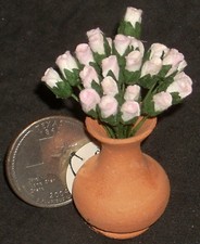 Potted Cut Roses Pink Buds 1:12 Miniature Flower Market C229A-Roses-Bud 7815