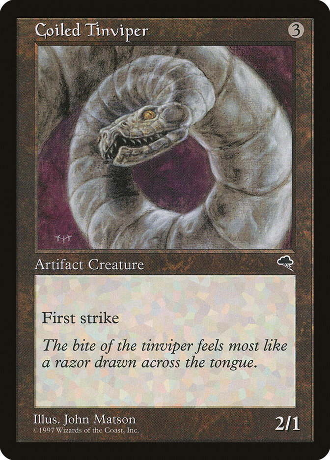 Magic the Gathering (mtg): TMP: Coiled Tinviper  (x 4)