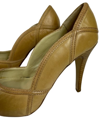 MaxStudio Beige Leather Peep Toe Platform Pumps– Size 6 - Picture 8 of 8