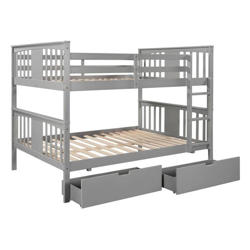 Harper N' Bright Bunk Beds 62.9 "Hx56.5"Wx79.6"D Full Wood W/ Drawers N' Ladder - Picture 6 of 10