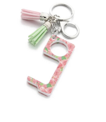 Keyring Keychain Anti Touch Door Tassel Opener Non-contact Floral UK