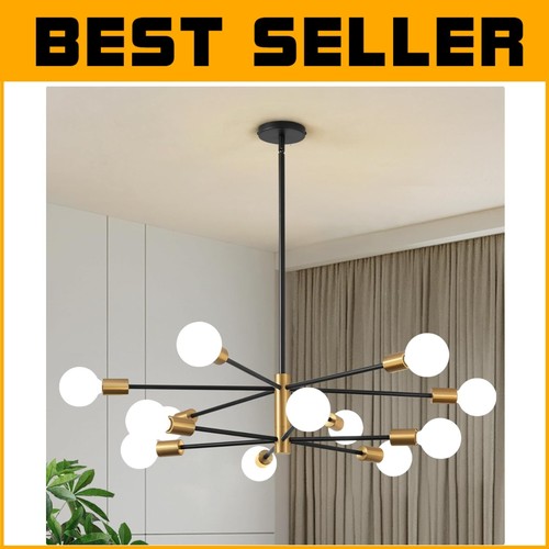 Mid Century 12-Light Sputnik Chandelier - Perfect for Dining & Living Rooms
