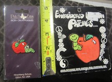 2 apple in worn lot, Funny Happy HIPPIE,Iron on PATCH Kalan Patch ems New vtg