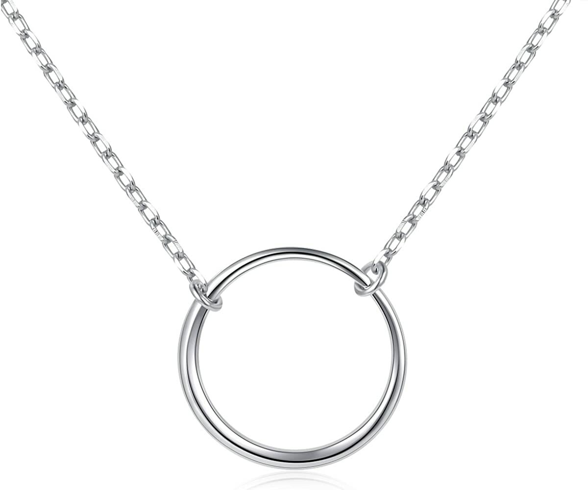 925 Sterling Silver Dainty Jewelry Circle Pendant Eternity Necklaces For  Women