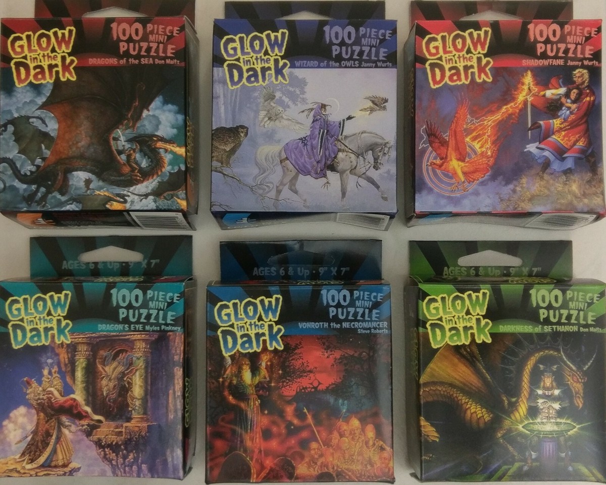Wizard Magic Mini Puzzles Set of 2 Glow in the Dark 100pc each NEW