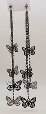 black Metallic butterfly  chain long 7 in style Tassel Dangle fashion Earrings