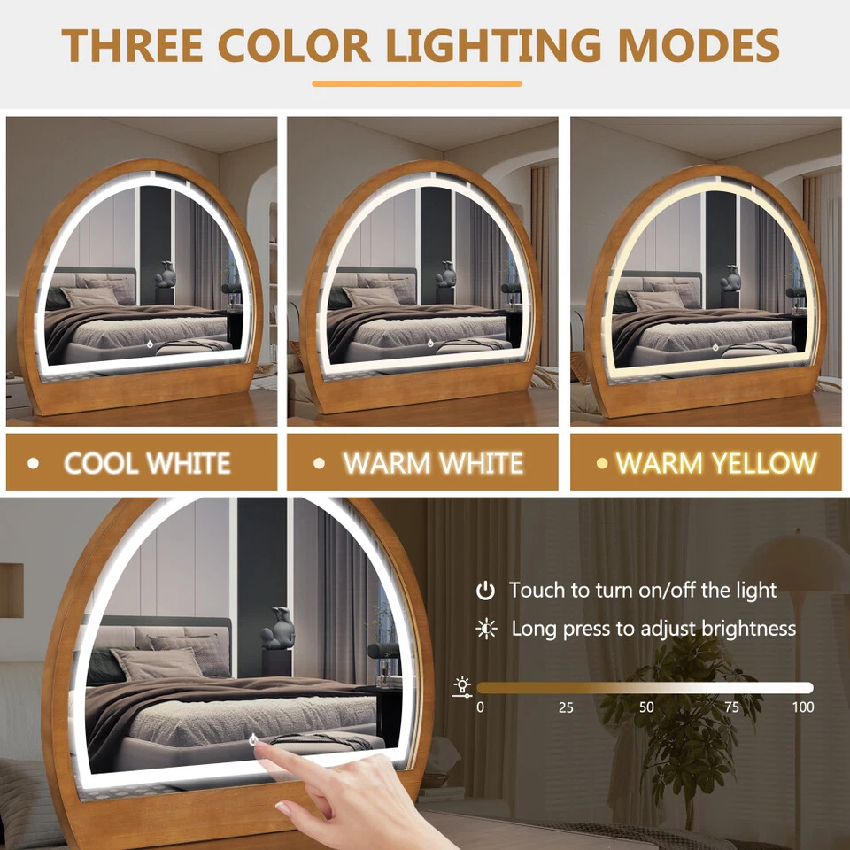 化妆梳妆台套装大号LED灯镜梳妆台梳妆台带抽屉 — 第 4/4 张图片