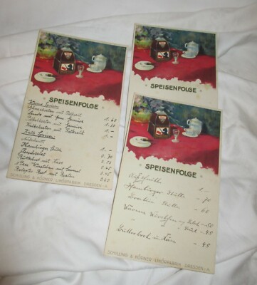 um 1925 EDELLIKÖR DEUTSCH-RITTER  - 3 x Reklame Karte SCHILLING & KÖRNER Dresden