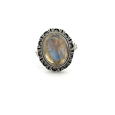 Sterling Silver Labradorite Ring Size 8 -Stone 14 x16mm