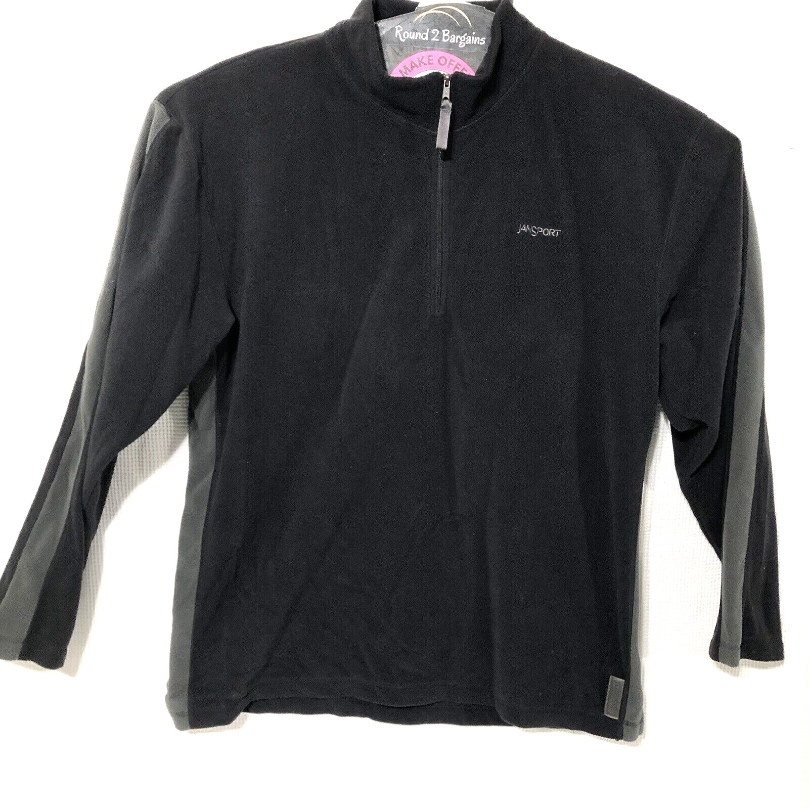 Jansport Sweatshirt Men's XL Black Gray Fleece 1/4 Zip Pullover Activewear gear