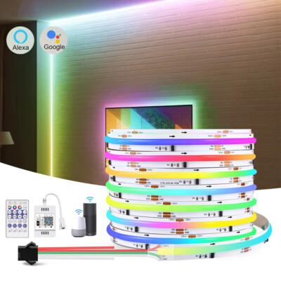WiFi COB RGBIC LED Stripe Addressable 12V 2m 3m 5m APP Control für Alexa Google