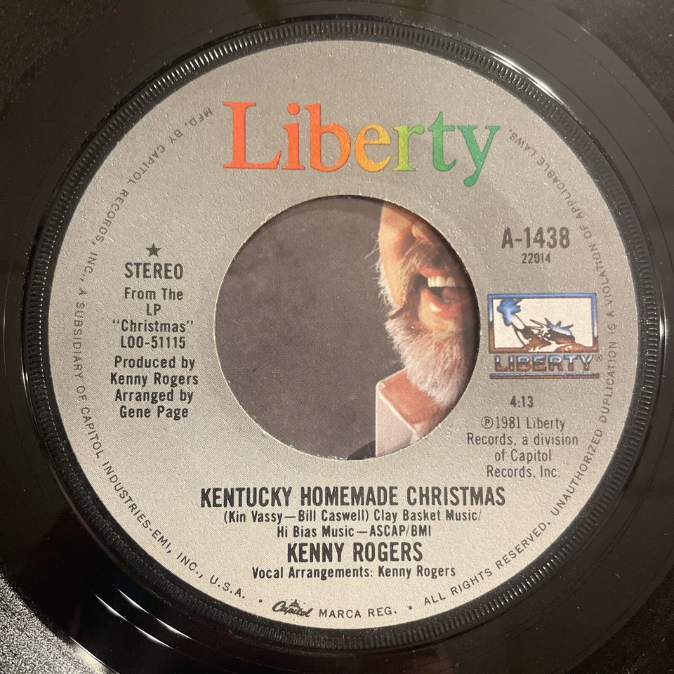 Kenny Rogers Kentucky Homemade Christmas / Carol… 7” 45 Liberty + Pic Sleeve EX! Foto 4 de 4