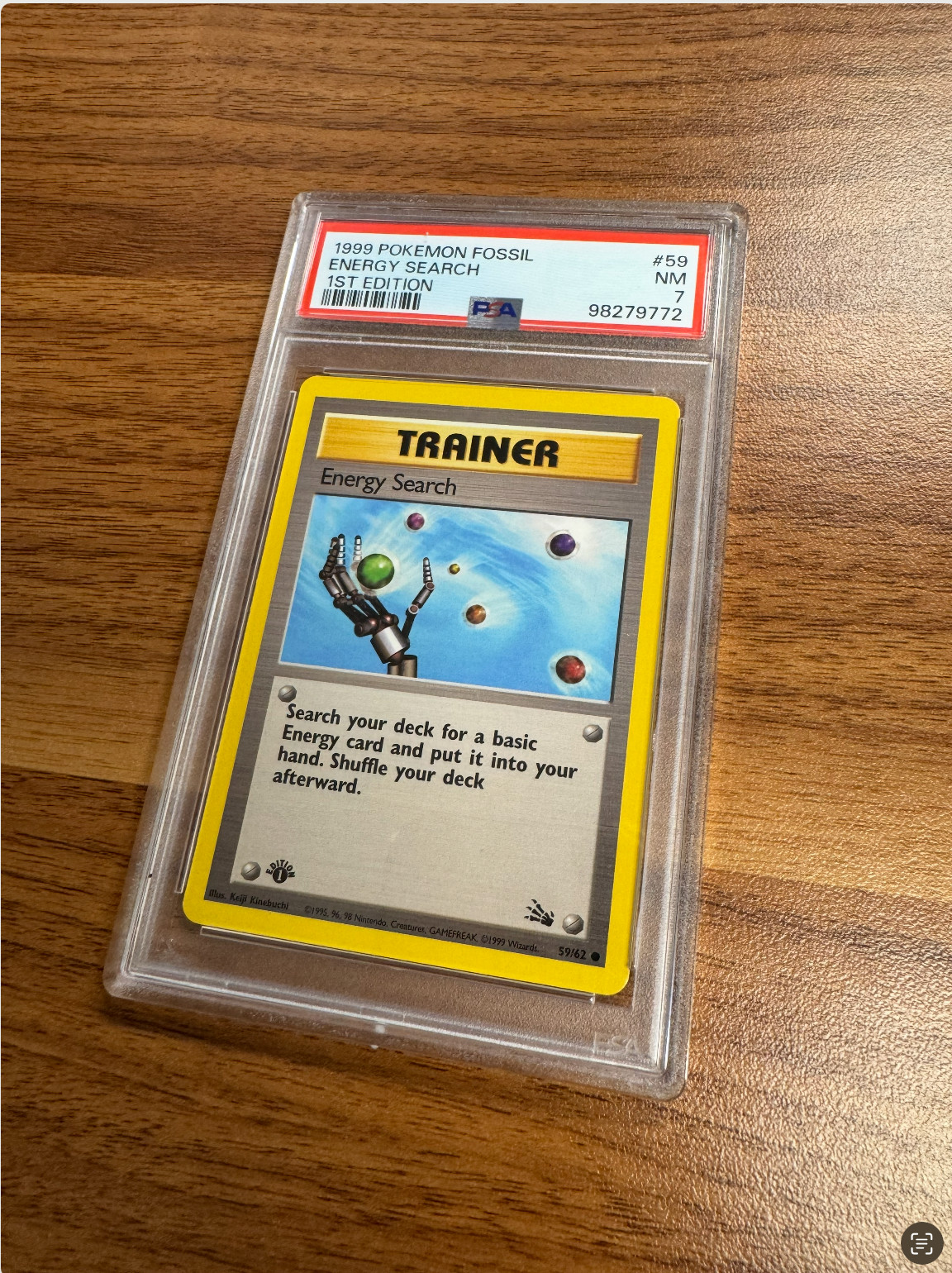 1999 Pokemon 1st edition Energy Search 59 Fossil Regular