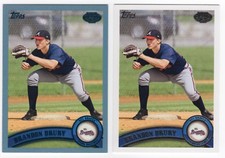BRANDON DRURY 2011 Topps Pro Debut BLUE Parallel #073/309 & Base ROOKIES
