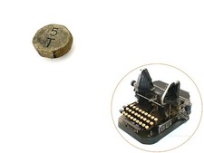 Oliver No.2 Typewriter T Key Antique Schreibmaschine Part Vtg Keytop thumbnail