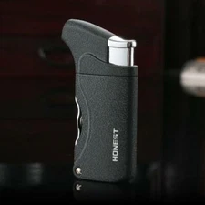 Cigarette/Cigar Single Torch Lighter With Cigar Punch Attachment - Black