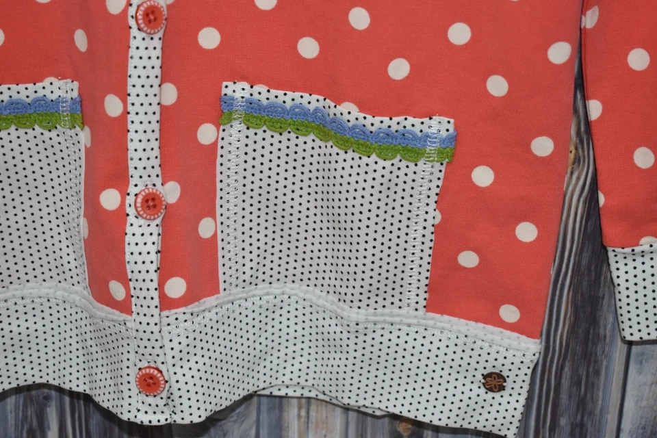 Cardigã Matilda Jane 435 Hang Time coral bolinhas terry francês meninas tamanho 14 em excelente estado usado - Imagem 4 de 4