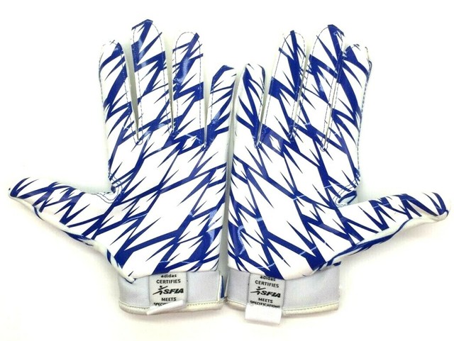 blue and white adidas football gloves