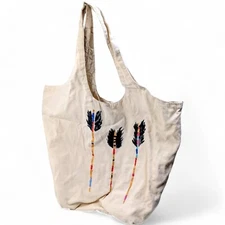 Toms Reusable Packable Tote Bag cotton Canvas With Arrow Design 13" x 18"