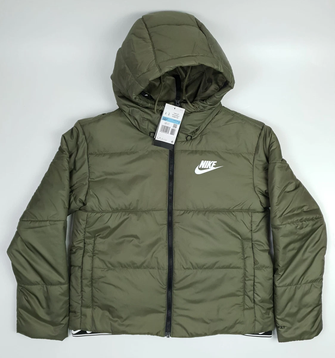 Nike Tape Olive Green Hooded Jacket UK M Therma Fit Coat Pockets Zip BNWT |  eBay