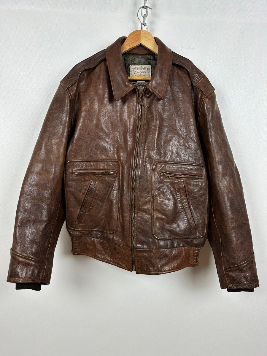 Men's Vintage Chevignon France A-2 Brown Heavy Leather Jacket Size