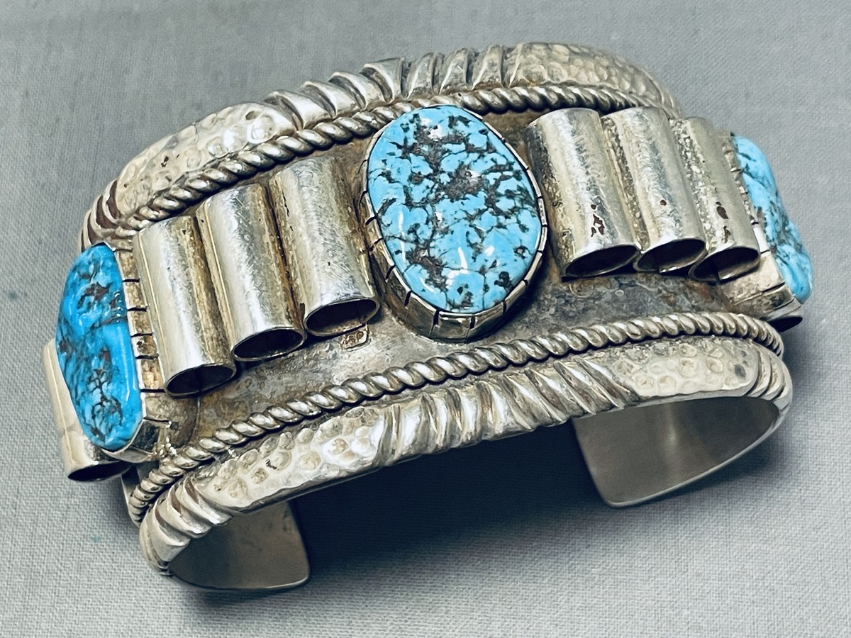 One Of Most Unique Vintage Southwest Turquoise Sterling Silver Tubule Necklace One Of Most Unique Vintage Southwest Turquoise Sterling Silver Tubule Necklace