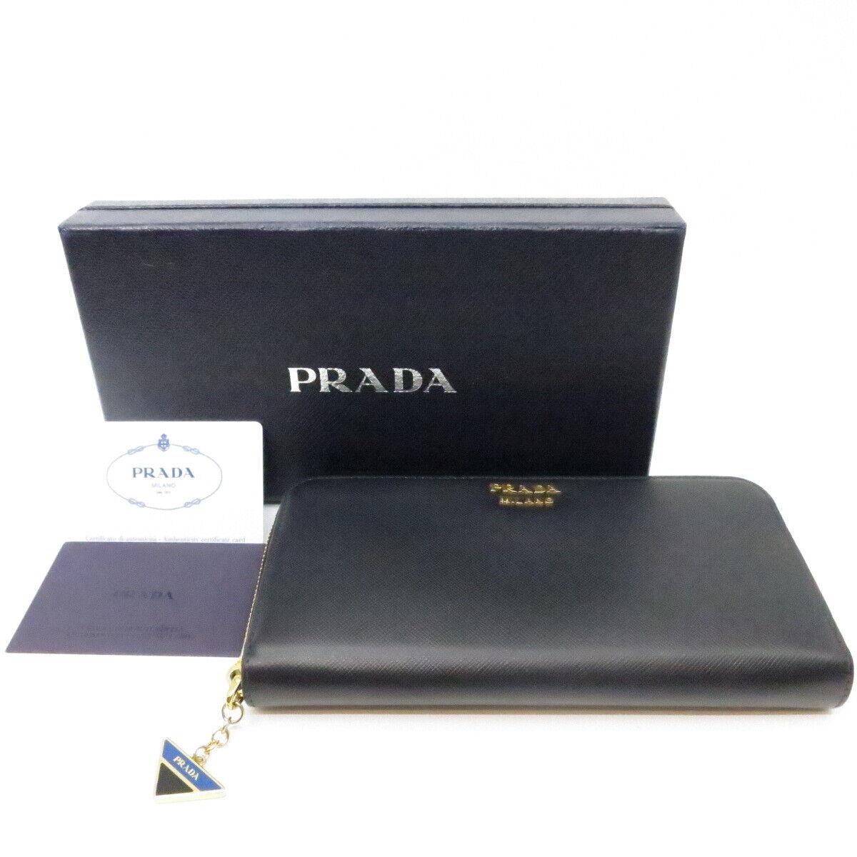 Authentic PRADA Saffiano Triang Zippy Round Wallet 1ML506 Authentic PRADA Saffiano Triang Zippy Round Wallet 1ML506