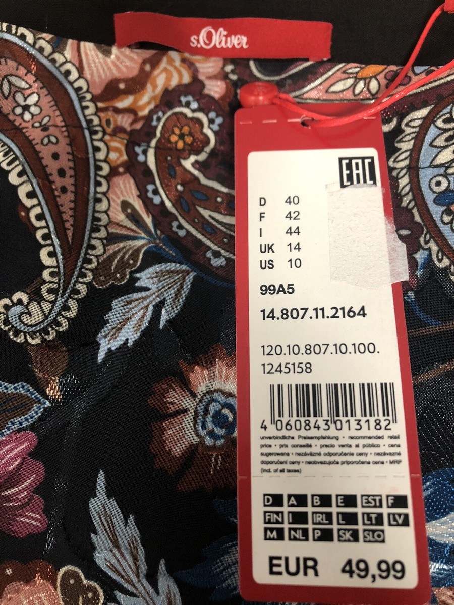 Haut Femme S.Oliver - Taille 42, Imprimé Floral, Viscose, Neuf Avec étiquettes