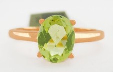GENUINE 1.18 Cts PERIDOT SOLITAIRE RING 14K ROSE GOLD PLATED .925 - NWT