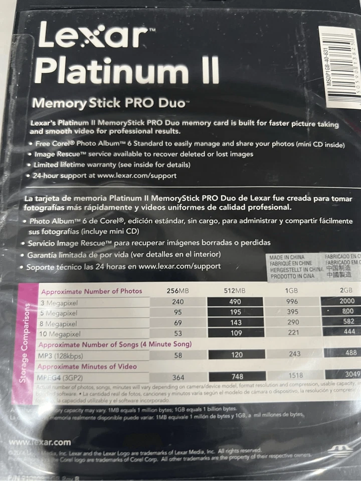 Lexar 1 GB Platinum II Memory Stick Pro Duo New Sealed - Image 4 of 4