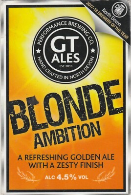 GEBRAUCHTER PUMPENCLIP VORNE - GT ALES - BLONDE AMBITION GOLDEN ALE