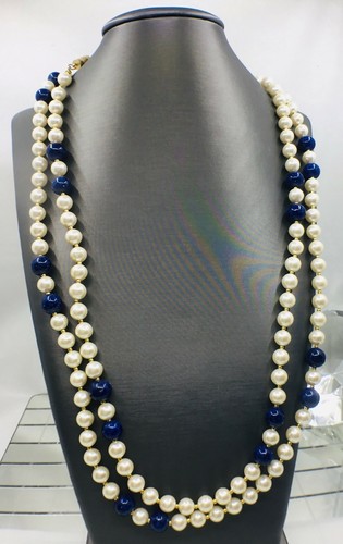 Lapis Blue Stone String Necklace 52 