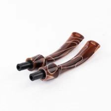 2pc Bent Curved Saddle Tobacco Pipe Stem Mouthpiece 3mm Filter Briar Wooden Pipe