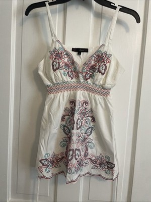 HeartSoul Women s Babydoll Top Size S White Floral Tie Back Sleeveless NWOT