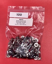 RIVETS - 100 pcs - Stainless Steel 304 Truss Head Semi-Tubular 5/32”W x 5/16”L