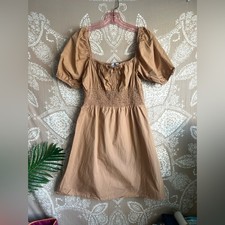 Faithfull The Brand Mariette Mini Dress Plain Caramel
