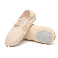 Danzcue Ballet Shoes for Girls-Soft Canvas/PU Leather Dance Slippers with Non...