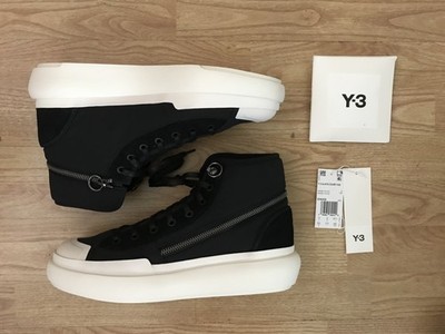 Adidas Y-3 Ajatu Court High Black/Black White Shoes Size 9.5 Zipper ID4208 Mens