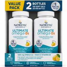 Nordic Naturals Ultimate Omega-D3 Lemon 120 Soft Gels Pack of 2