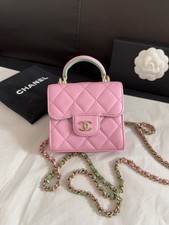 Chanel 23P Pink Leather Quilted Top Handle Bag Flap Crossbody Bag [Duties Paid]