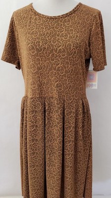 Lularoe Amelia Dress 2XL NWT/ Solid Color/Tan Beige/ Pockets