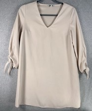 Express Tunic Dress Womens Size XSmall 3/4 Sleeve Beige V-Neck Polyester  PreOwn