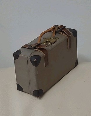 Antique Candy Container Suitcase Leather J S BELL CONFECTIONS Cambridge Mass