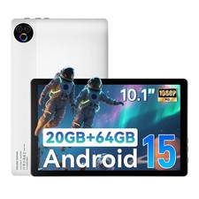 Urao Tablet 10.1 Inch Android 15 Tablets 20GB RAM 64GB ROM IPS WIFI Touch white