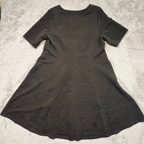 Lane Bryant Fit & Flare Dress Women's 18/20 Black Textured Short Sleeve Stretch - Picture 8 of 12